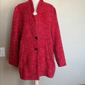 Old Navy Vibrant Red Polyester/Wool Coat